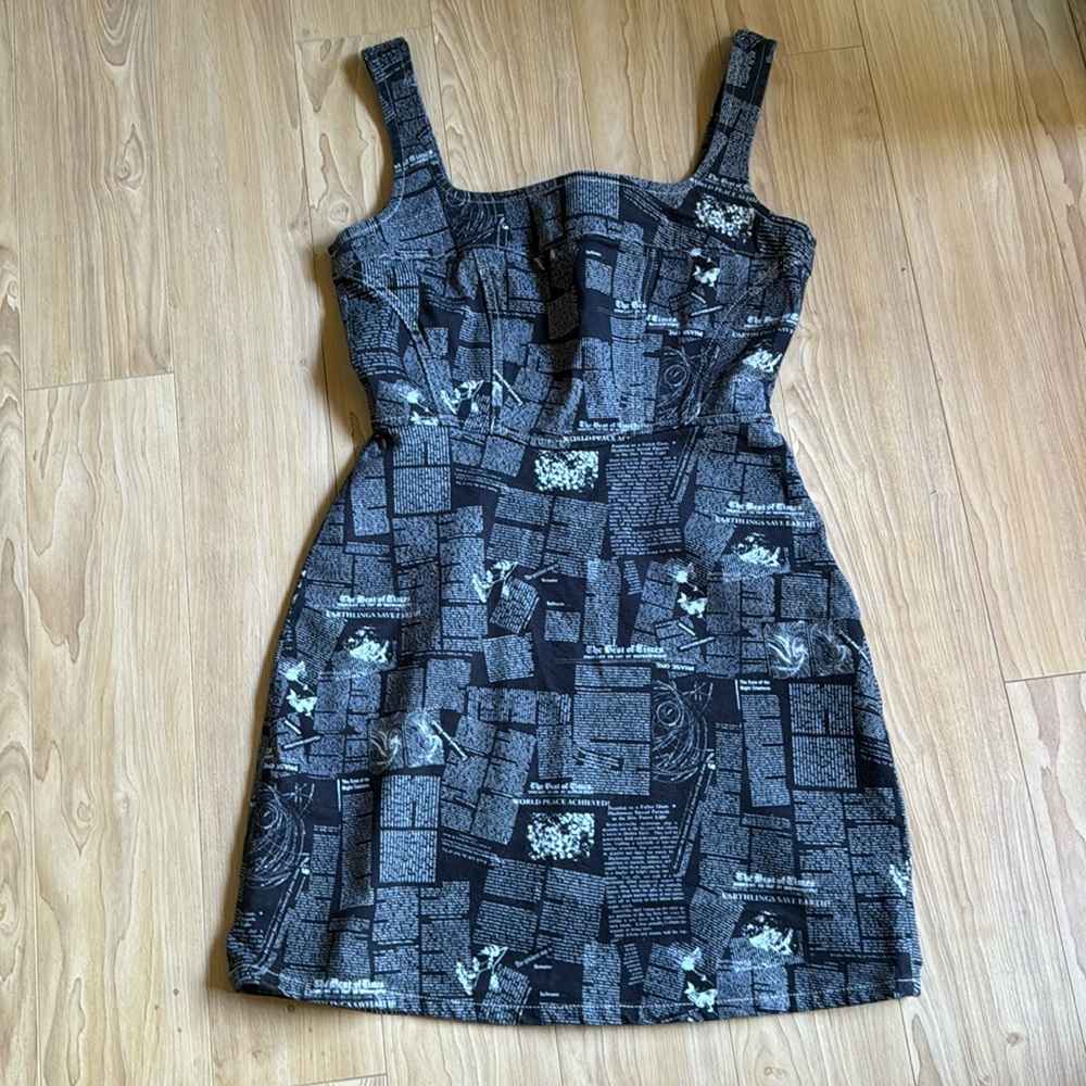 Reformation Black and Gray Patterned Dress